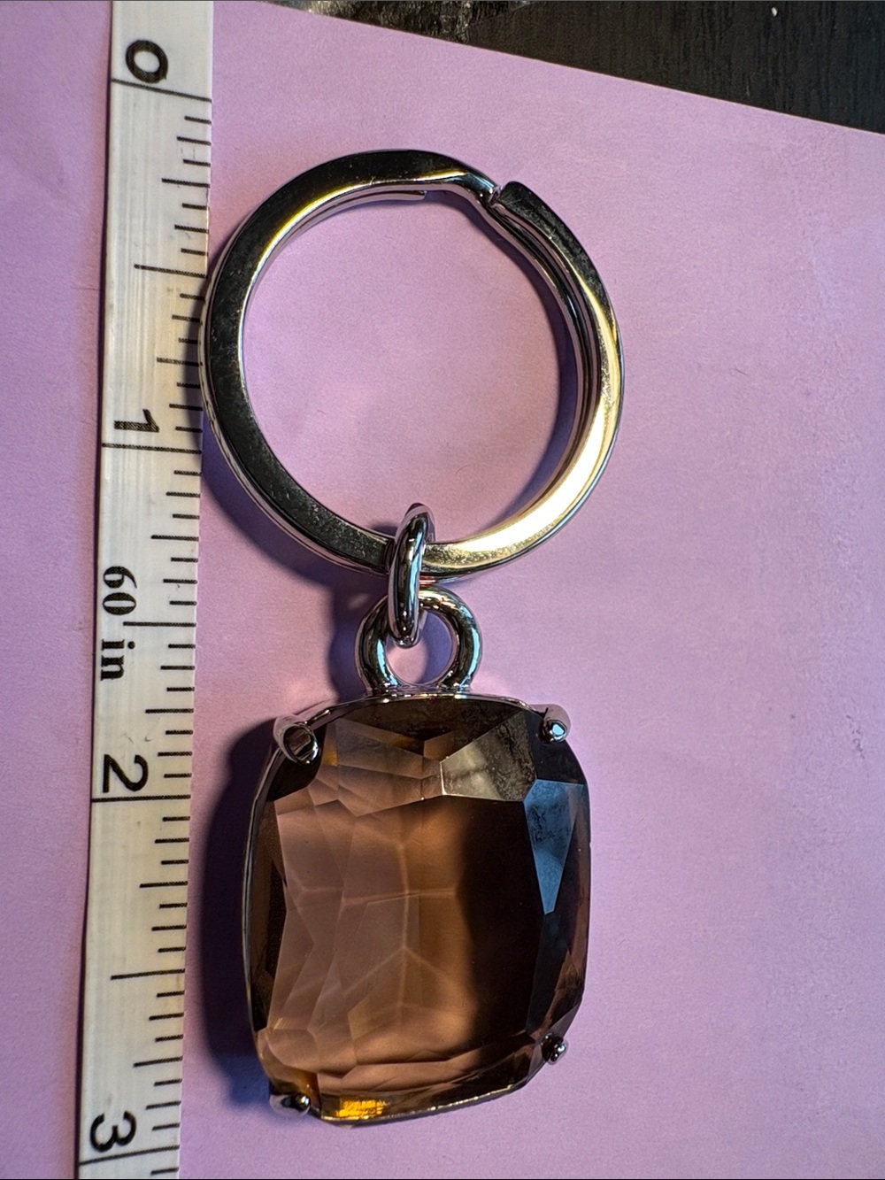 Coach Smoky Brown Faceted Crystal Keychain